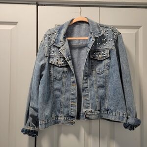 Pearl Light Blue Denim Jean Jacket - Women
